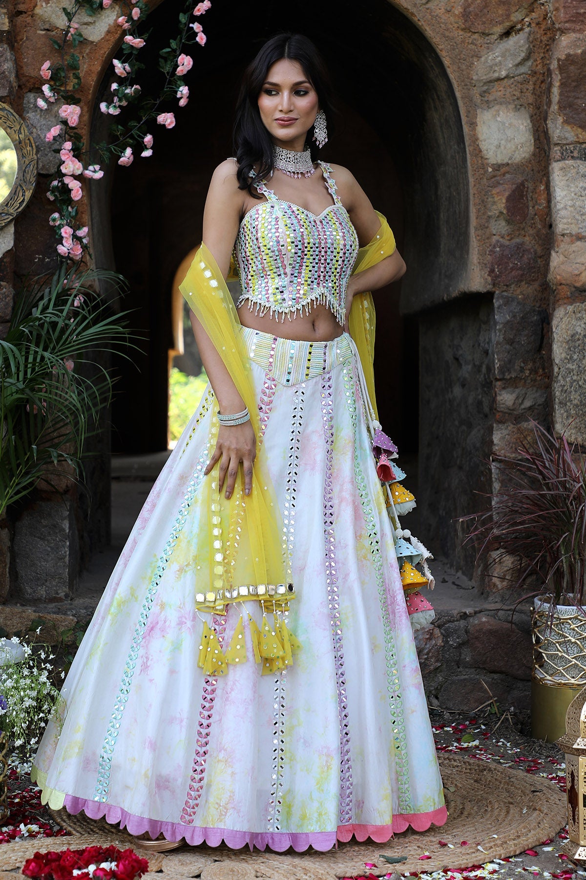 Buy Multicolor Zari Work Lehenga Set by Nitisha Kashyap for women online at ScrollnShops